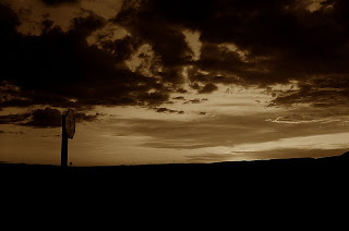 Lonely Stop Sign at Dusk