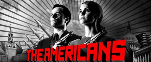 The Americans promo art: Philip and Elizabeth Jennings in the style of a propaganda poster